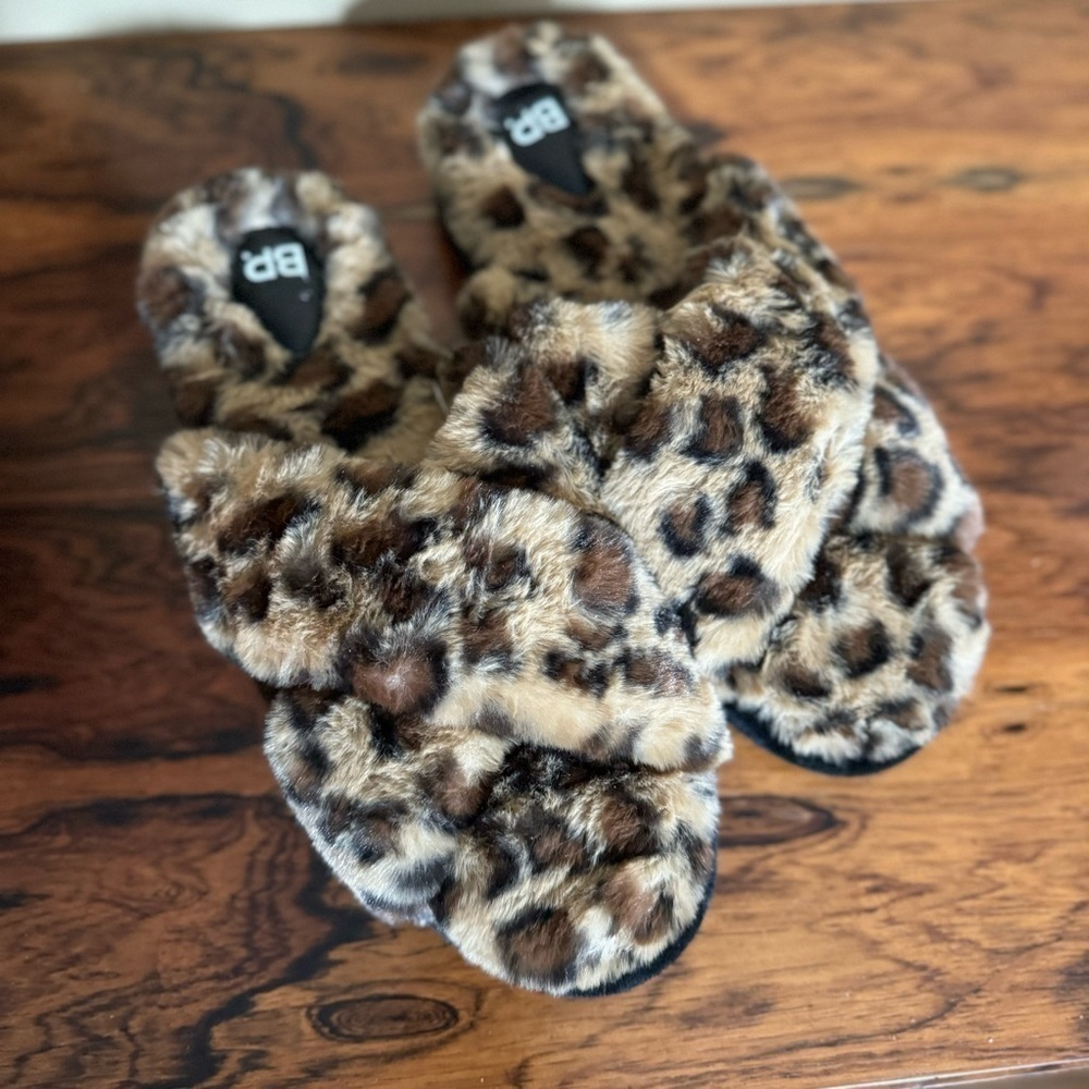 BP. Women Animal Print Faux fur Sophie Slide Slippers 11/12